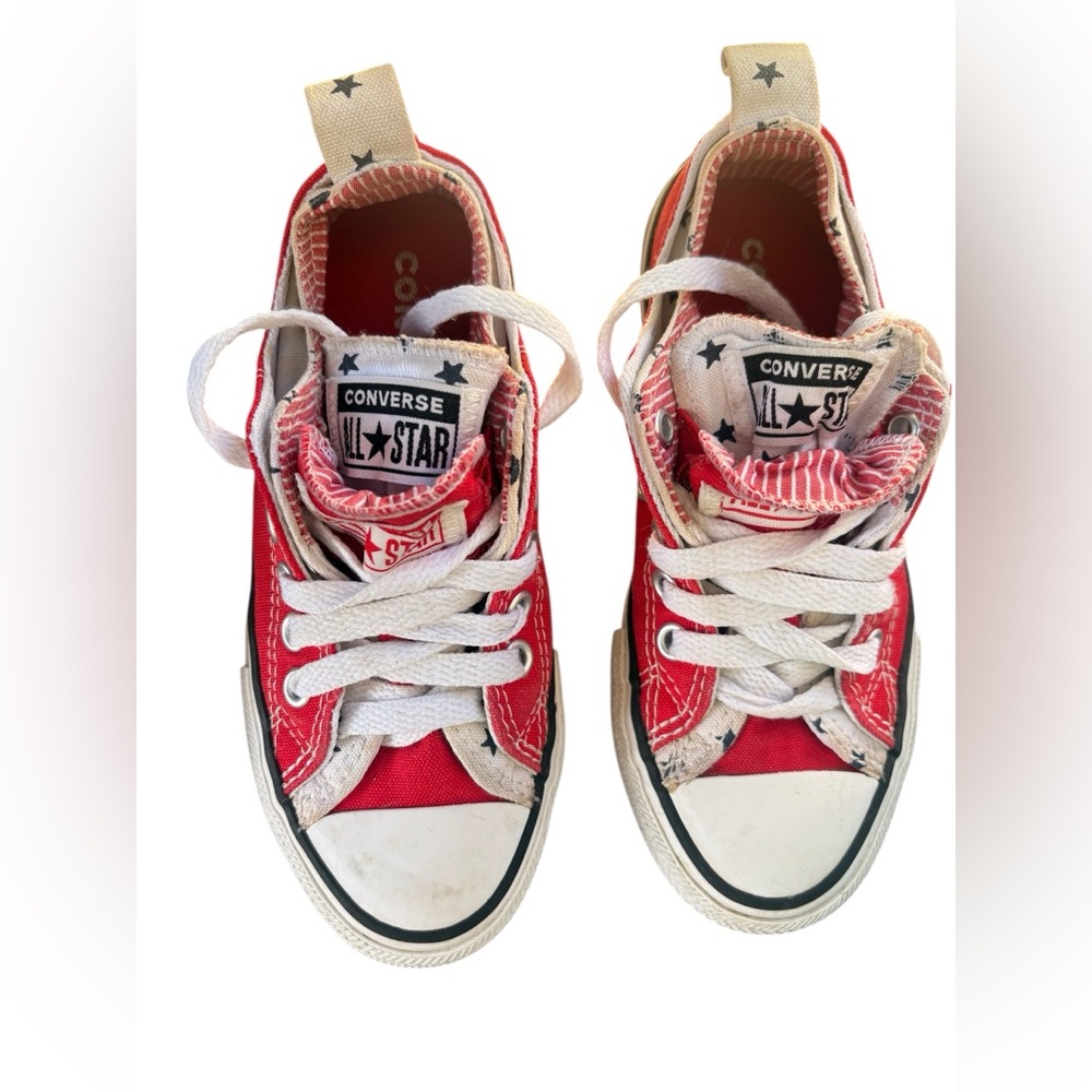 Converse Red Low Top Chuck Taylor All Star Double Tongue Star Stripe Sneakers 12